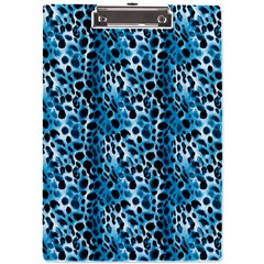 Blue Leopard A4 Acrylic Clipboard by DinkovaArt