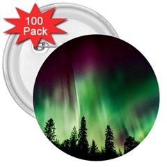 Aurora Borealis Northern Lights Nature 3  Buttons (100 Pack)  by Ravend