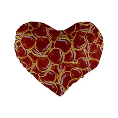 Cookies With Strawberry Jam Motif Pattern Standard 16  Premium Flano Heart Shape Cushions by dflcprintsclothing