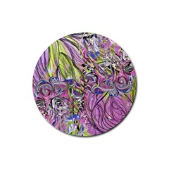 Abstract Intarsio Rubber Coaster (round) by kaleidomarblingart