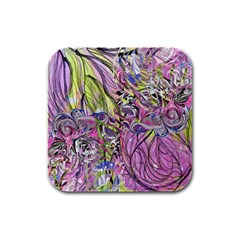 Abstract Intarsio Rubber Square Coaster (4 Pack) by kaleidomarblingart