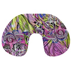 Abstract Intarsio Travel Neck Pillow by kaleidomarblingart