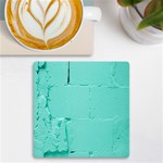 Teal Brick Texture UV Print Square Tile Coaster  Front