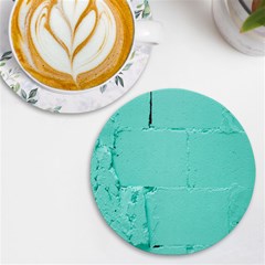 Teal Brick Texture Uv Print Round Tile Coaster by artworkshop