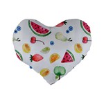 Fruit! Standard 16  Premium Flano Heart Shape Cushions Back