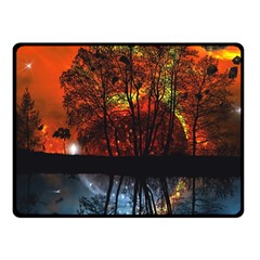 Space Nature Fantasy Trees One Side Fleece Blanket (small) by Ravend