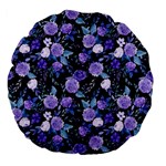 Dark Floral Large 18  Premium Flano Round Cushions Back