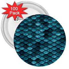 Teal Scales! 3  Buttons (100 Pack)  by fructosebat