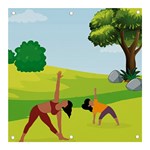 Mother And Daughter Yoga Art Celebrating Motherhood And Bond Between Mom And Daughter. Banner and Sign 3  x 3  Front