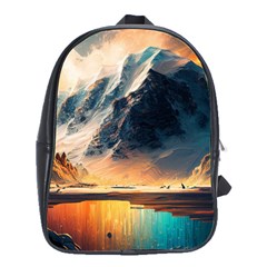 Abstract Color Colorful Mountain Ocean Sea School Bag (large) by Pakemis