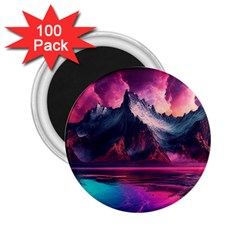 Ai Generated Mountain Ocean Lava Fire Sky Sea 2 25  Magnets (100 Pack)  by Pakemis