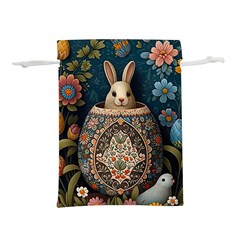 Easter Bunny Rabbit Flowers Easter Happy Easter Lightweight Drawstring Pouch (m) by Jancukart