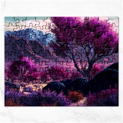 Landscape Landscape Painting Purple Purple Trees Rectangular Jigsaw Puzzl by Jancukart