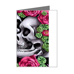 Black Skulls Red Roses Mini Greeting Card by GardenOfOphir