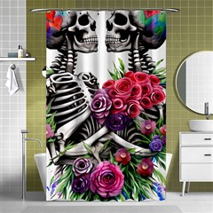 Gothic Floral Skeletons Shower Curtain 48  X 72  (small)  by GardenOfOphir