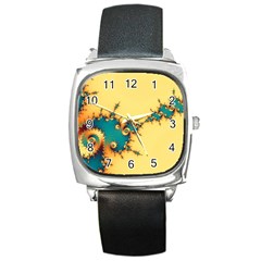 Fractal Art Fractals Digital Art Square Metal Watch by Uceng