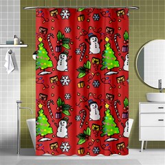 Santa Snowman Gift Holiday Shower Curtain 48  X 72  (small)  by Uceng