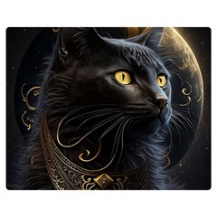 Ai Generated Cat Moon Feline Cute Premium Plush Fleece Blanket (medium) by Ravend