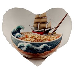 Ai Generated Noodles Pirate Chinese Food Food Large 19  Premium Flano Heart Shape Cushions by danenraven