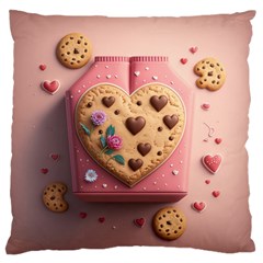 Cookies Valentine Heart Holiday Gift Love Large Premium Plush Fleece Cushion Case (two Sides) by danenraven