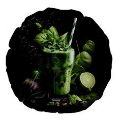 Ai Generated Drink Spinach Smooth Apple Ginger Large 18  Premium Flano Round Cushions by danenraven