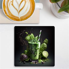 Ai Generated Drink Spinach Smooth Apple Ginger Uv Print Square Tile Coaster  by danenraven