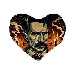 Ai Generated Nikola Tesla Tesla Nikolas Electricity Standard 16  Premium Heart Shape Cushions by danenraven