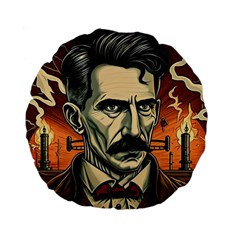 Ai Generated Nikola Tesla Tesla Nikolas Electricity Standard 15  Premium Flano Round Cushions by danenraven