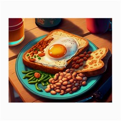 Ai Generated Breakfast Egg Beans Toast Plate Small Glasses Cloth by danenraven