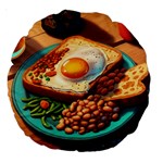 Ai Generated Breakfast Egg Beans Toast Plate Large 18  Premium Round Cushions Front