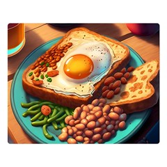 Ai Generated Breakfast Egg Beans Toast Plate One Side Premium Plush Fleece Blanket (large) by danenraven