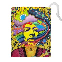 Psychedelic Rock Jimi Hendrix Drawstring Pouch (4xl) by Jancukart