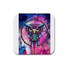 Owl Dreamcatcher Rubber Square Coaster (4 Pack) by Jancukart