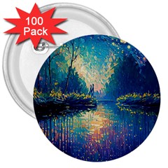 Oil Painting Night Scenery Fantasy 3  Buttons (100 Pack)  by Ravend