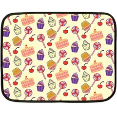 Happy Birthday Cupcake Pattern Lollipop Flat Design Fleece Blanket (mini) by Ravend