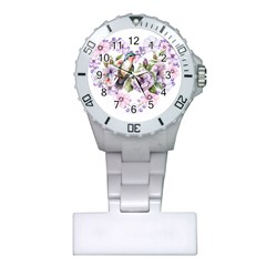 Hummingbird In Floral Heart Plastic Nurses Watch by augustinet