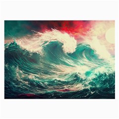 Storm Tsunami Waves Ocean Sea Nautical Nature Painting Large Glasses Cloth (2 Sides) by Ravend