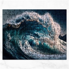 Tsunami Waves Ocean Sea Water Rough Seas 5 Rectangular Jigsaw Puzzl by Ravend