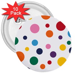 Polka Dot 3  Buttons (10 Pack)  by 8989