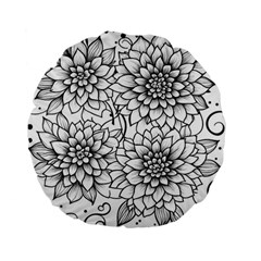 Flowers Template Line Art Pattern Coloring Page Standard 15  Premium Round Cushions by Ravend