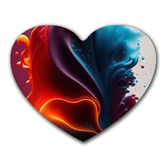 Ai Generated Swirl Splash Blaze Design Art Heart Mousepad by Ravend