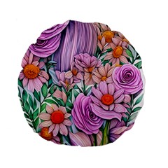 Bright And Brilliant Bouquet Standard 15  Premium Flano Round Cushions by GardenOfOphir