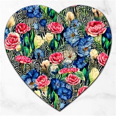 Exquisite Watercolor Flowers Jigsaw Puzzle (heart) by GardenOfOphir