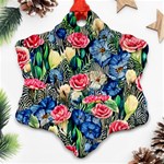 Exquisite Watercolor Flowers Snowflake Ornament (Two Sides) Front