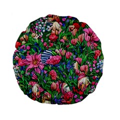 Dazzling Watercolor Flowers Standard 15  Premium Flano Round Cushions by GardenOfOphir