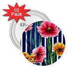 Charming And Cheerful Watercolor Flowers 2.25  Buttons (10 pack)  Front