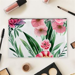 Chic Watercolor Flowers Cosmetic Bag (large) by GardenOfOphir