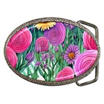 Charming Watercolor Flowers Belt Buckles Front