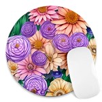 Exotic Tropical Botanical Flowers Pattern Round Mousepad Front