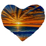 Sunset Scenic View Photography Large 19  Premium Flano Heart Shape Cushions Back